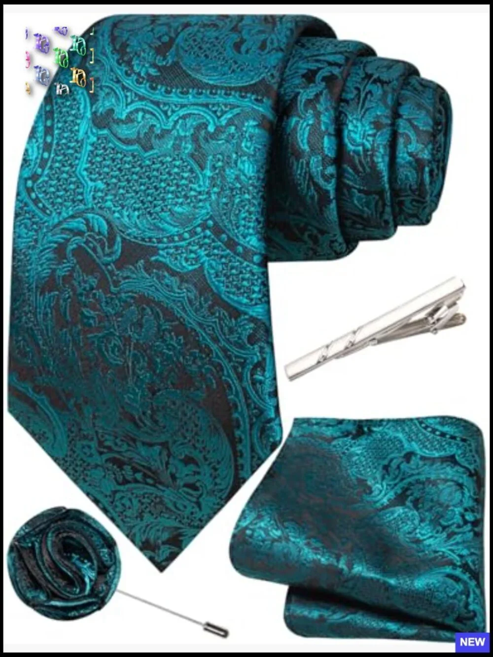 Silk Blend Tie Set Elegant Paisley Formal Wedding Business Accessories